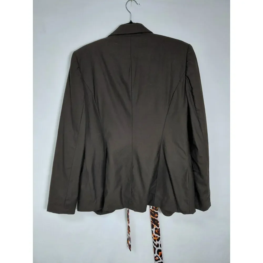 Michael Kors Wool Blend Brown Blazer Stretch Jacket Women Size 12